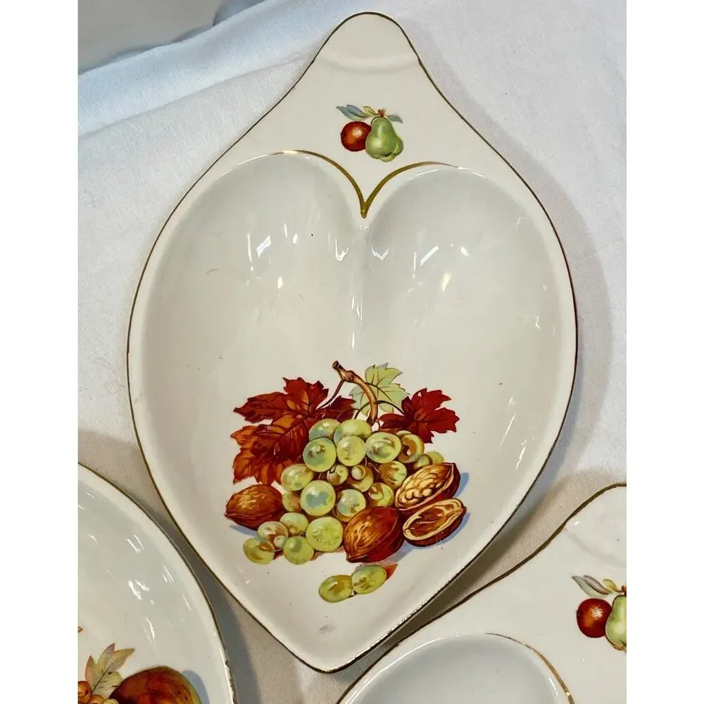 Vintage Nasco Del Coronado 3 Pottery Fruit & Nut Heart Shaped Bowls